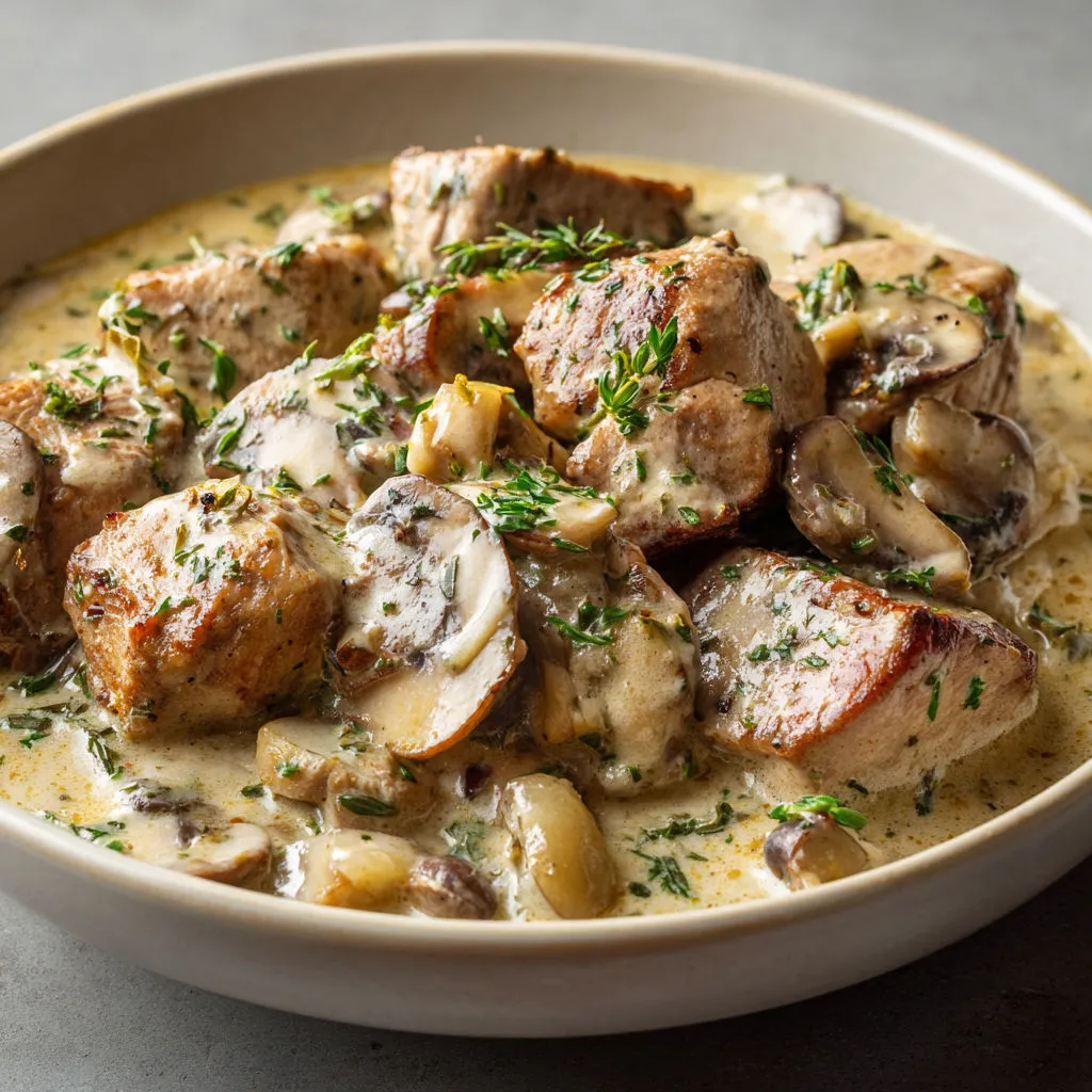 Filet mignon fondant aux champis et crème, réconfort total par temps froid.