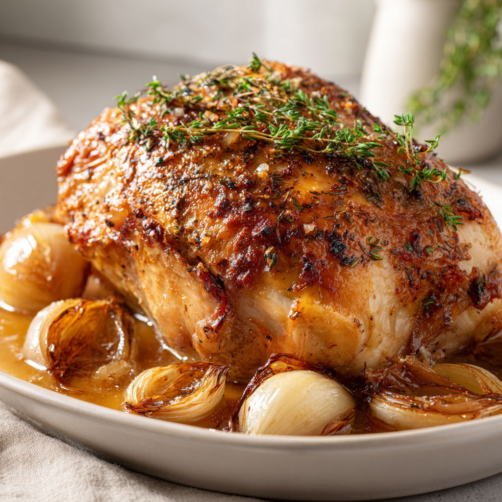 Gros plat de Rôti de dinde familial au four, simple et plein de saveurs.