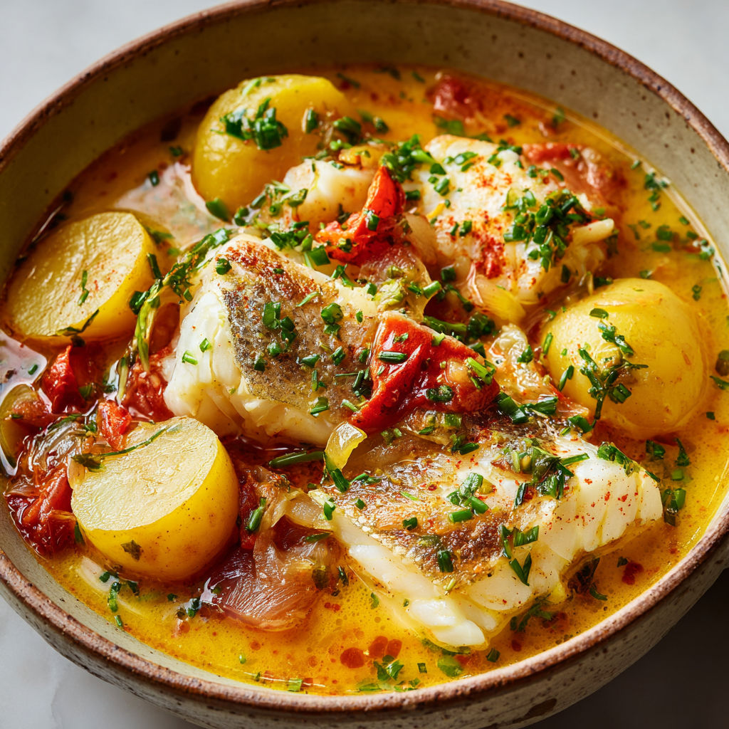 Soupe légère au cabillaud, légumes fondants et bouillon au vin blanc, plein de parfums.
