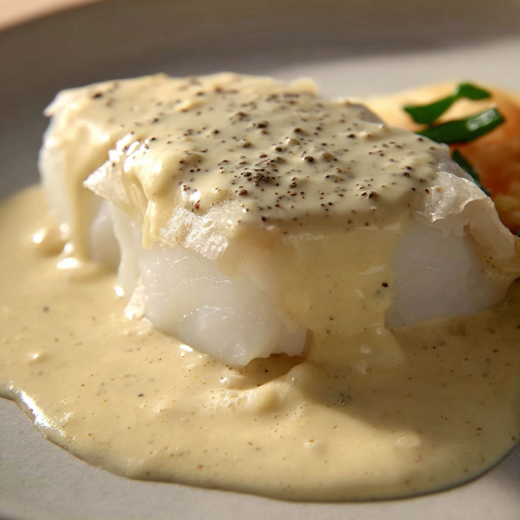Papillotes de cabillaud tendre, crème de vanille savoureuse.