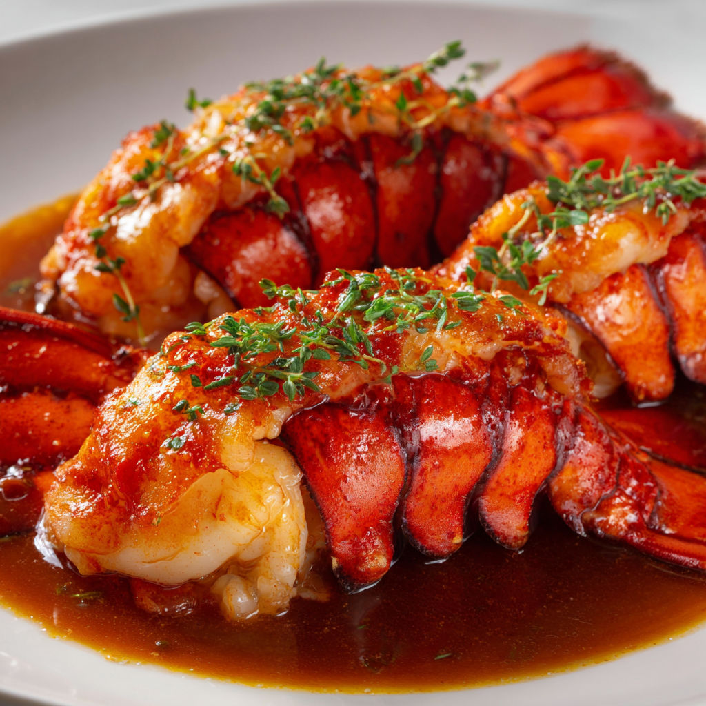 Langouste bien tendre dans une sauce maison, plat festif et élégant.