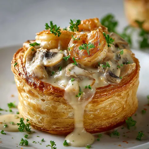 Une bouchée chaude façon grand-mère, posée élégamment avec des herbes.