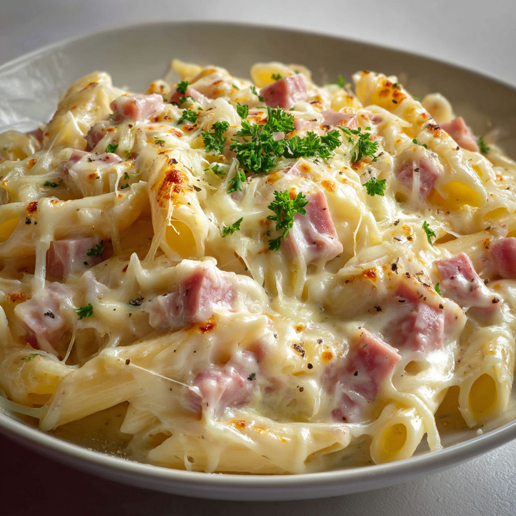 Pâtes jambon-fromage super crémeuses façon brasserie.