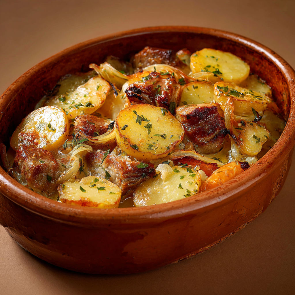 Baeckeoffe alsacien généreux avec trois viandes et pommes de terre extra fondantes.