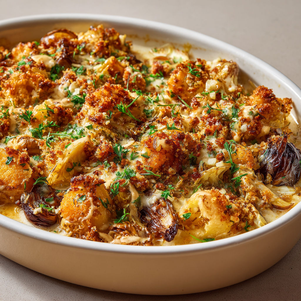 Gros crumble croustillant de légumes anciens et herbes fraîches