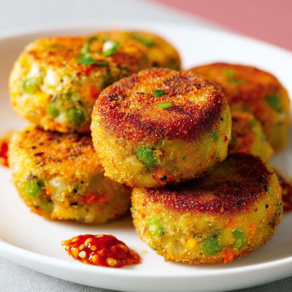 Une assiette de boulettes légumes-poulet avec sauce tomate et herbes fraîches.