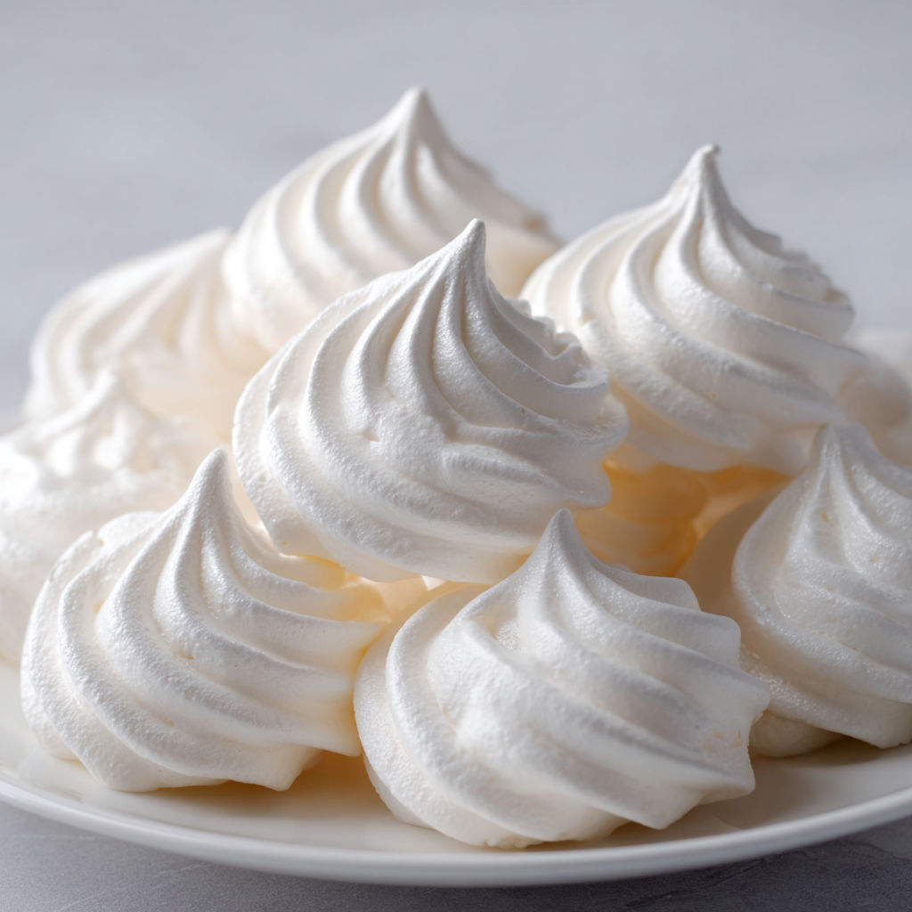 Meringue française croustillante et légère, idéale pour les gourmands.