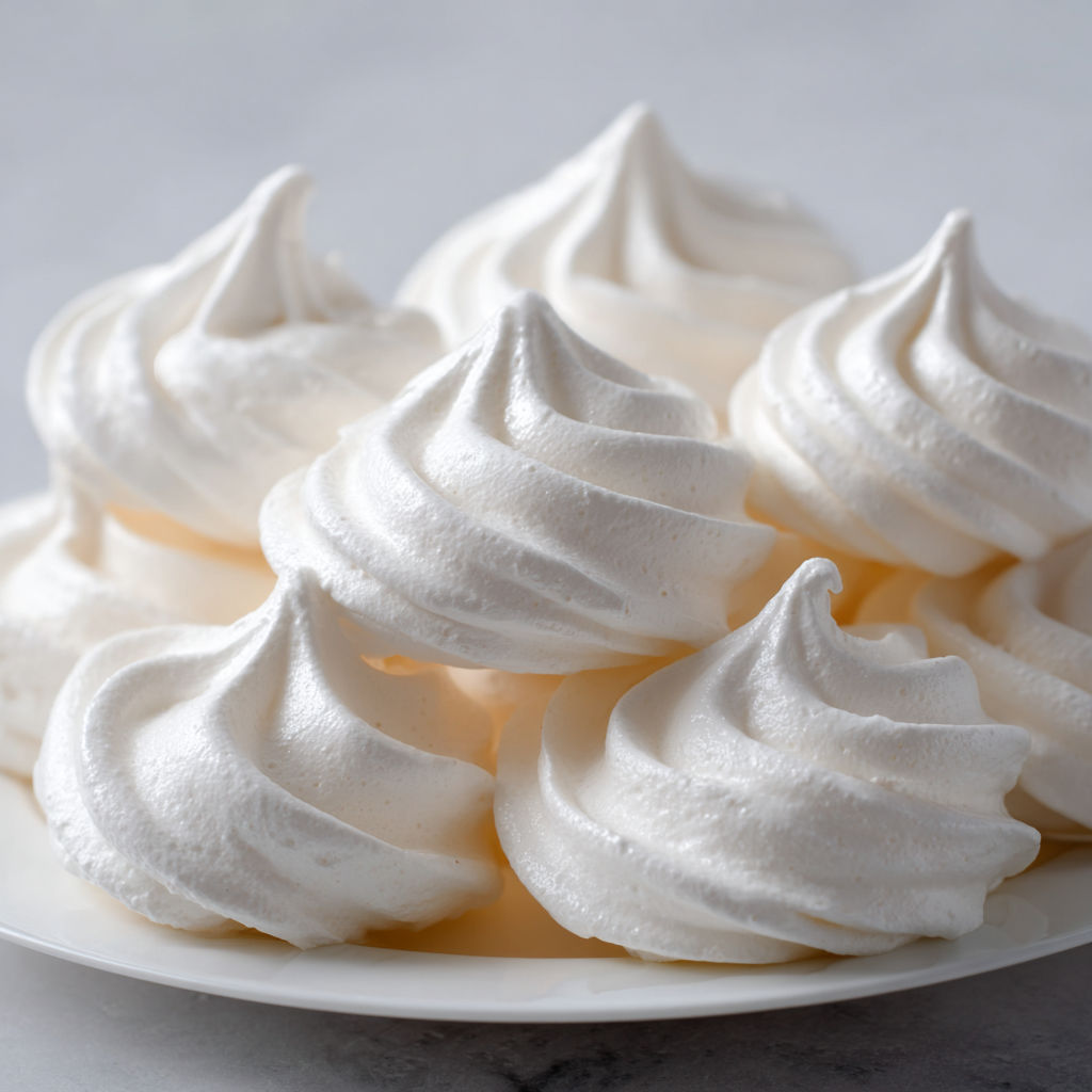 Meringue française légère et croustillante, cuite doucement.