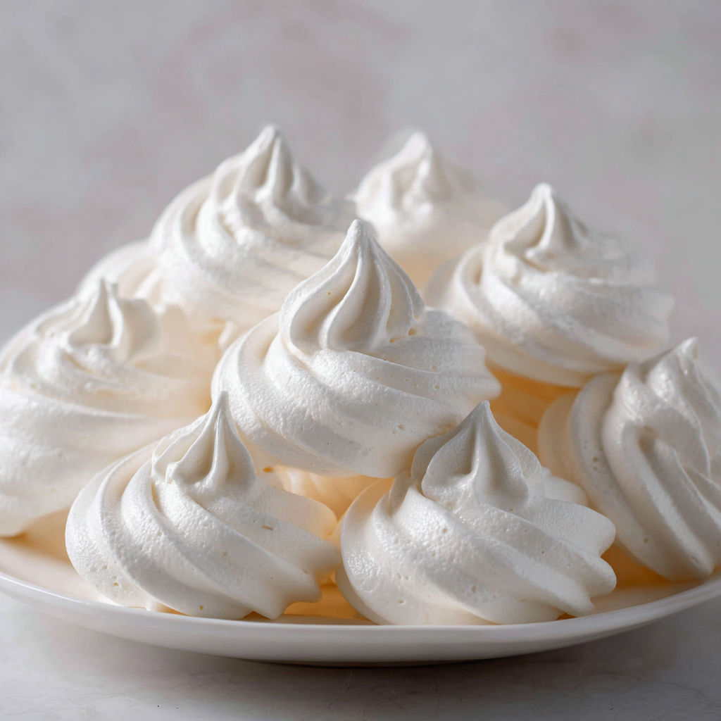Jolie meringue blanche toute légère, séchée au four doucement.