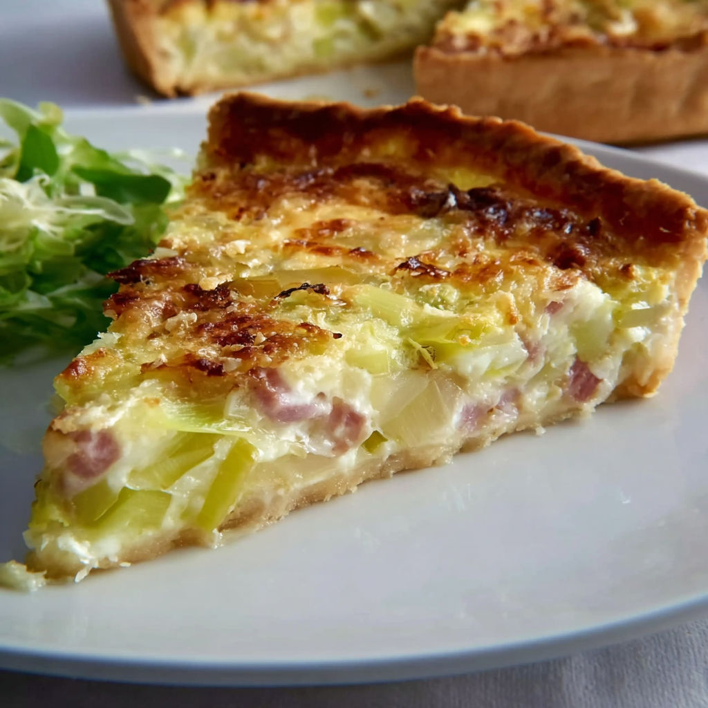 Tarte légère poireaux jambon ultra savoureuse.
