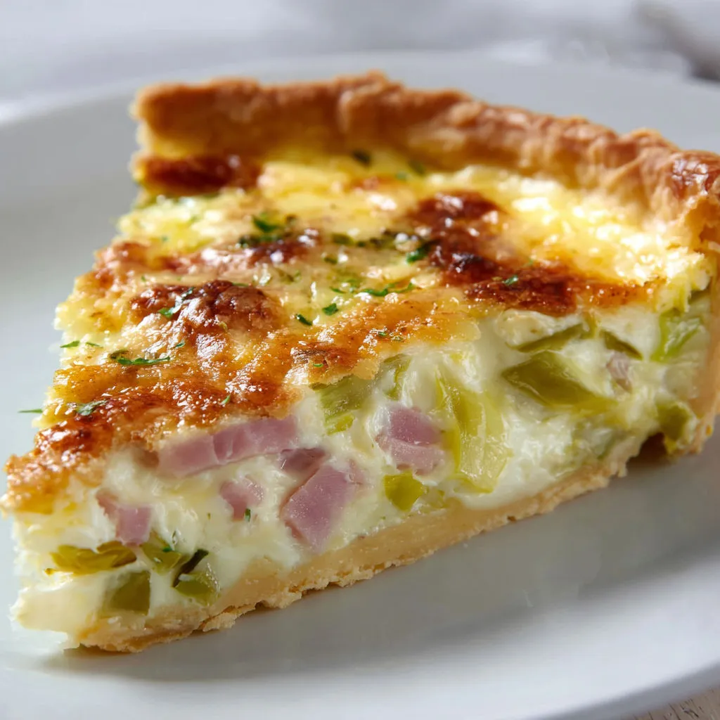 Délice poireaux jambon en tarte légère.