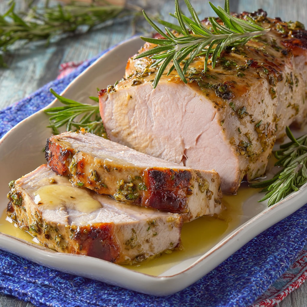 Un délicieux rôti de porc mijoté avec des herbes fraîches, facile à réaliser pour une touche gourmande.