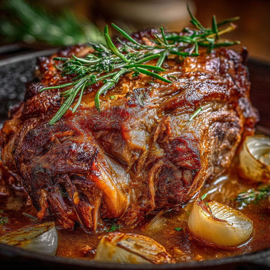 Agneau confit hyper moelleux cuisson longue aux herbes.