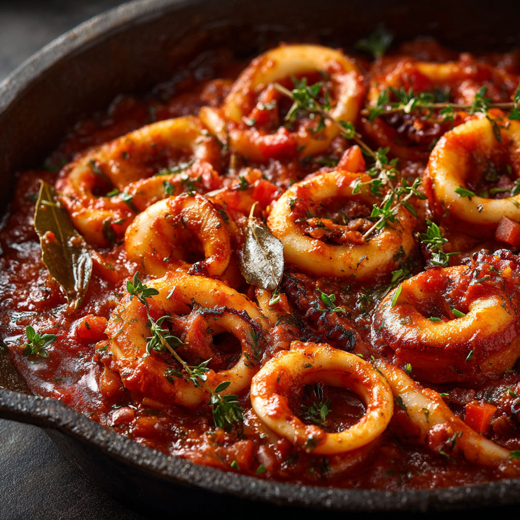 Encornets parfumés à la provençale dans une marmite.