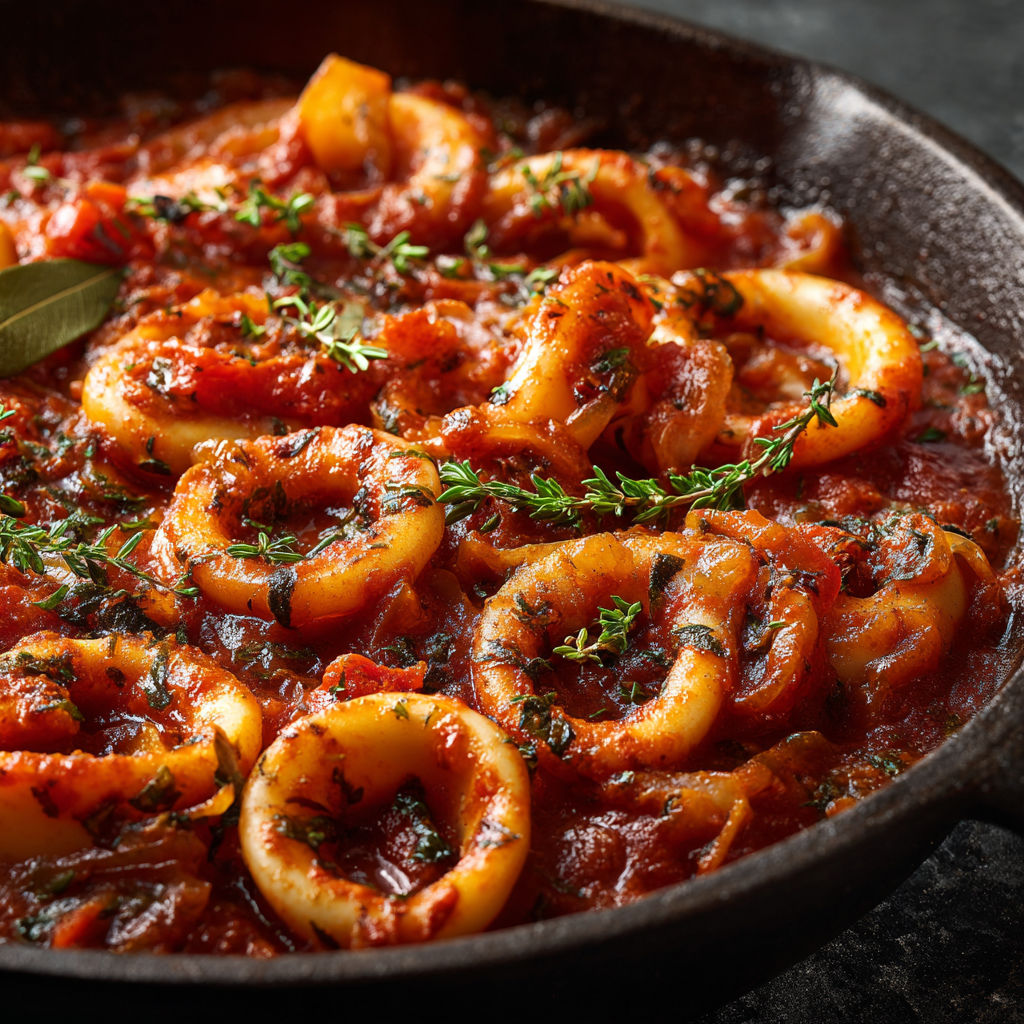 Encornets ultra tendres mijotés aux parfums du Sud.