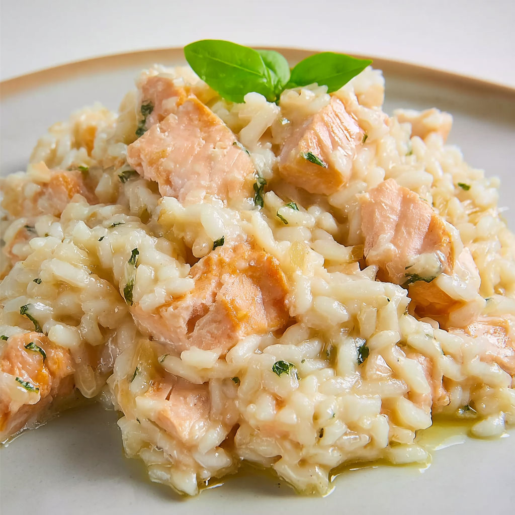 Risotto onctueux au saumon tout simple.