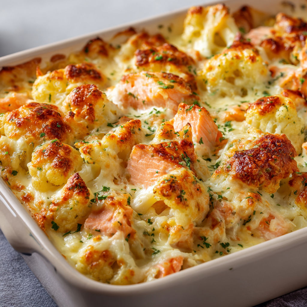 Gratin chou-fleur saumon tout gourmand.