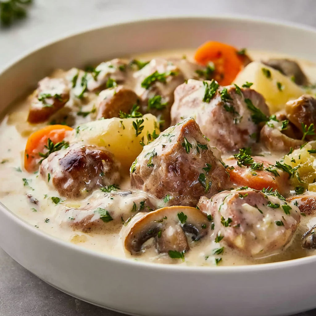 Blanquette de veau ultra fondante aux légumes en version moderne.