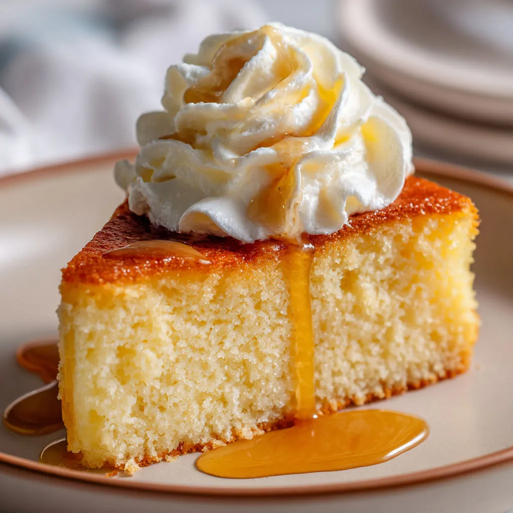 Un dessert de semoule au lait accompagné de caramel, servi sur une assiette.