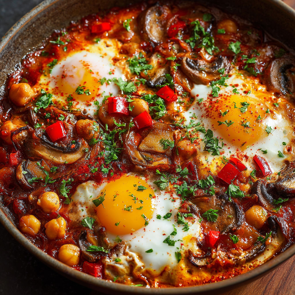 Un joli bol en terre rempli de chakchouka hivernale fumante.
