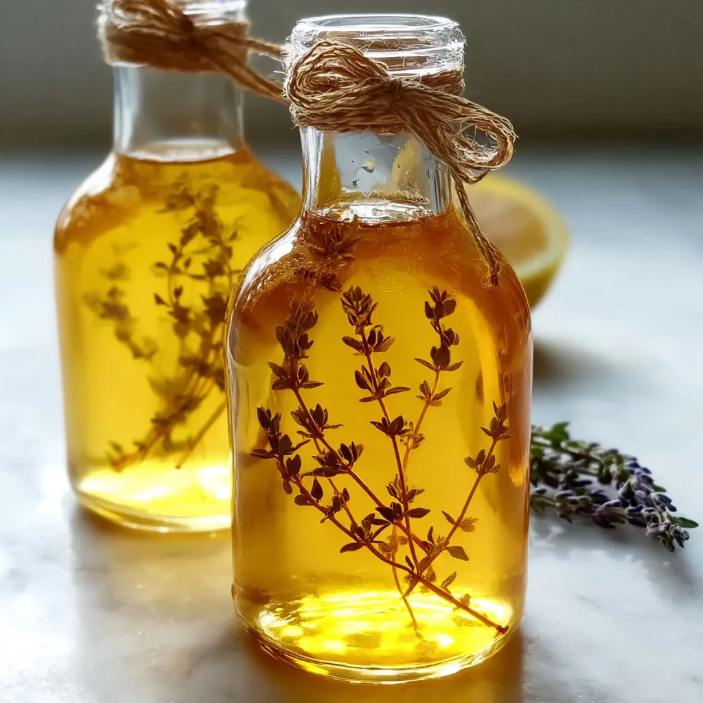 Sirop de thym maison ultra parfumé pour boissons et desserts maison.
