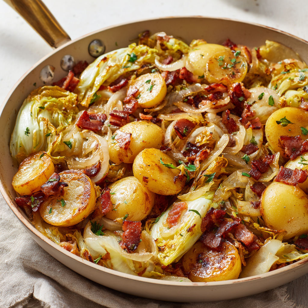 Plat paysan avec endives poêlées tout simple, chaleureux et gourmand.