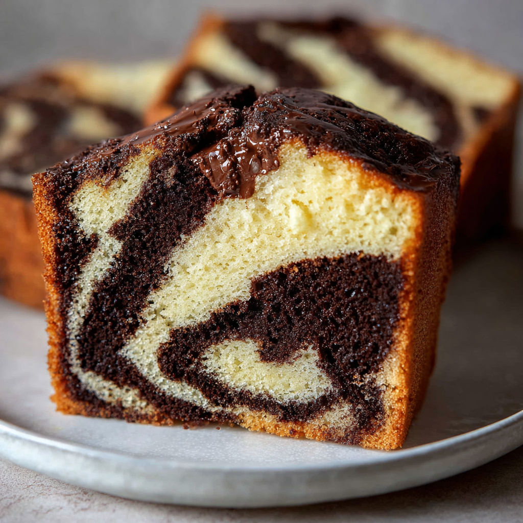 Marbré vanille chocolat moelleux, visuel gourmand aux tons chocolat et vanille.