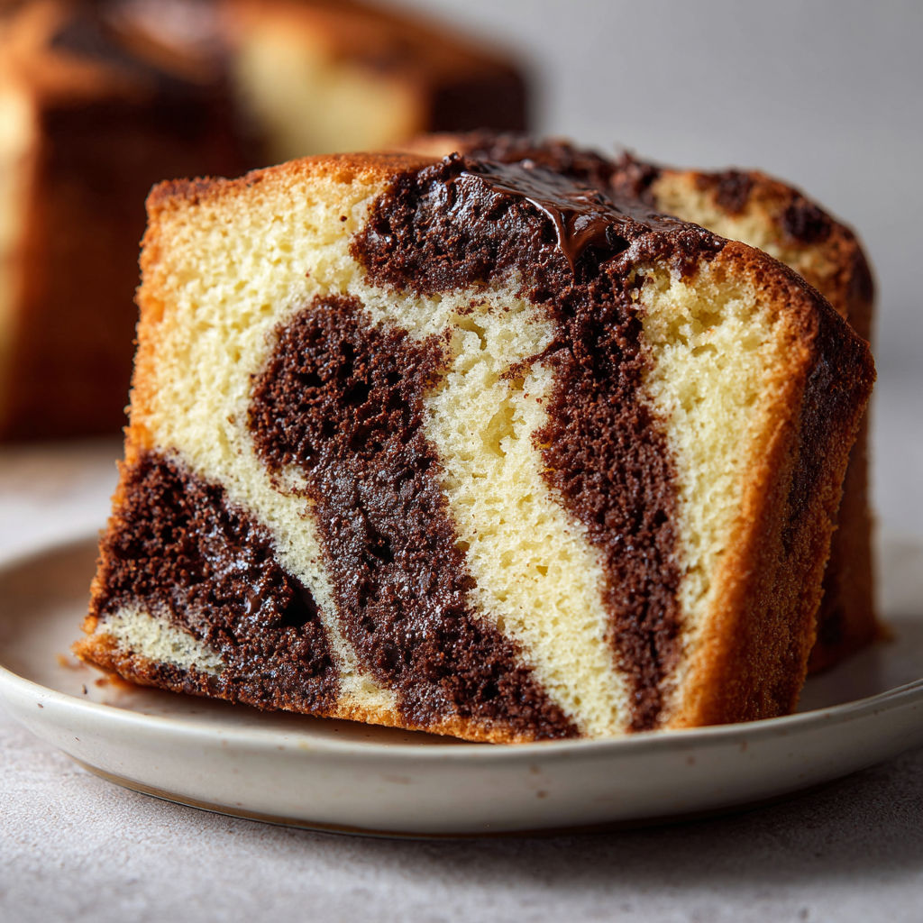 Délicieux gâteau marbré ultra moelleux au chocolat et à la vanille, parfait à partager.