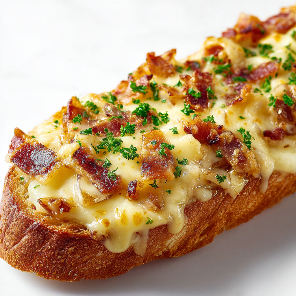 Baguette gratinée à la raclette servie à table pour un moment convivial.