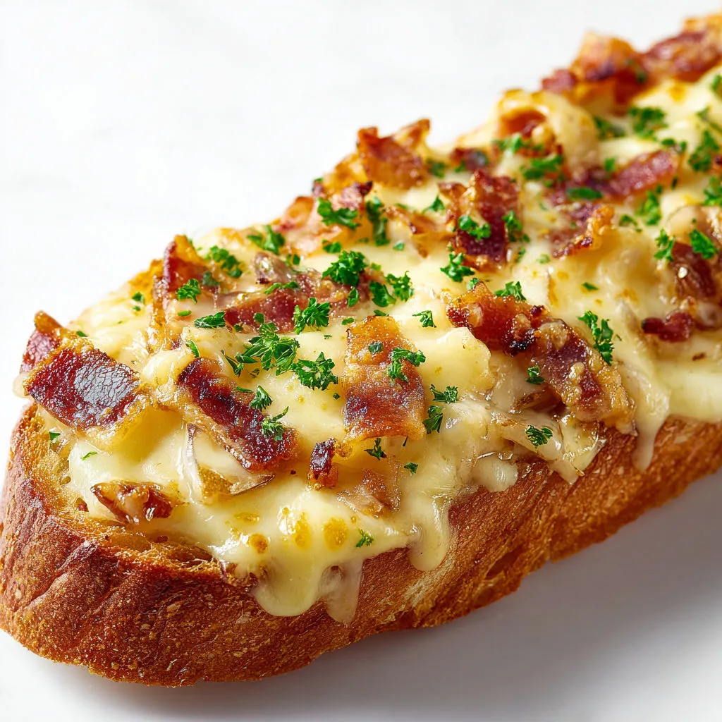 Baguette gratinée à la raclette servie à table pour un moment convivial.
