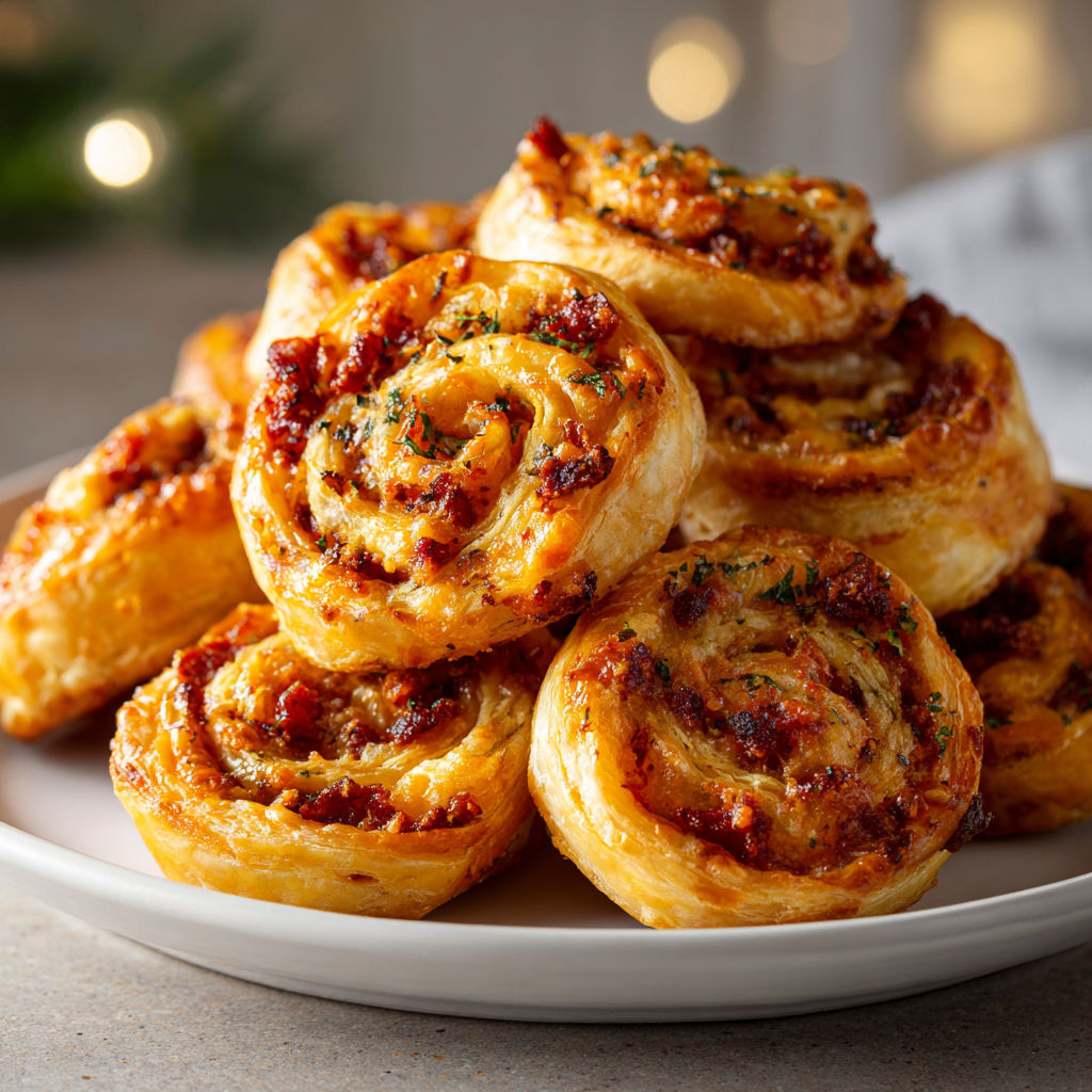 Feuilletés croustillants à partager au chorizo et fromage.