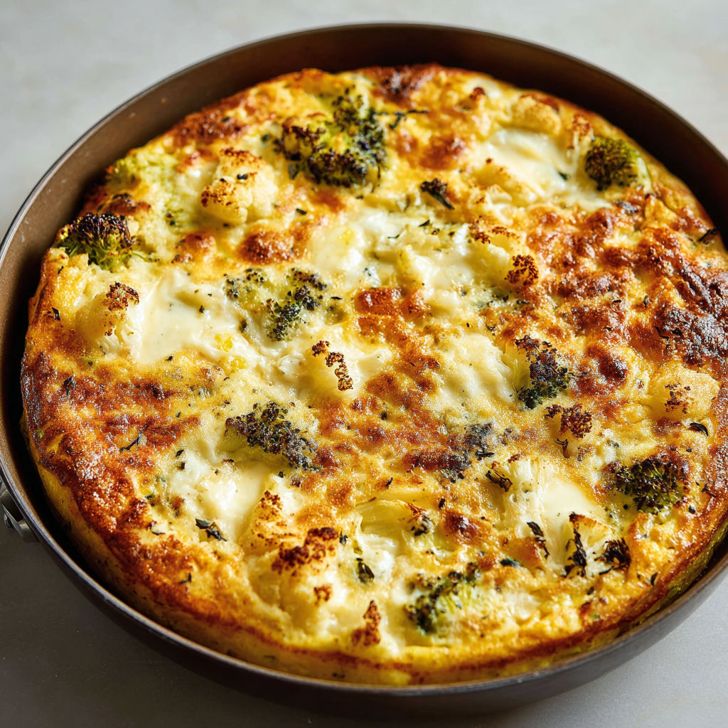 Frittata brocoli chou-fleur, super fondante au comté et mozzarella.
