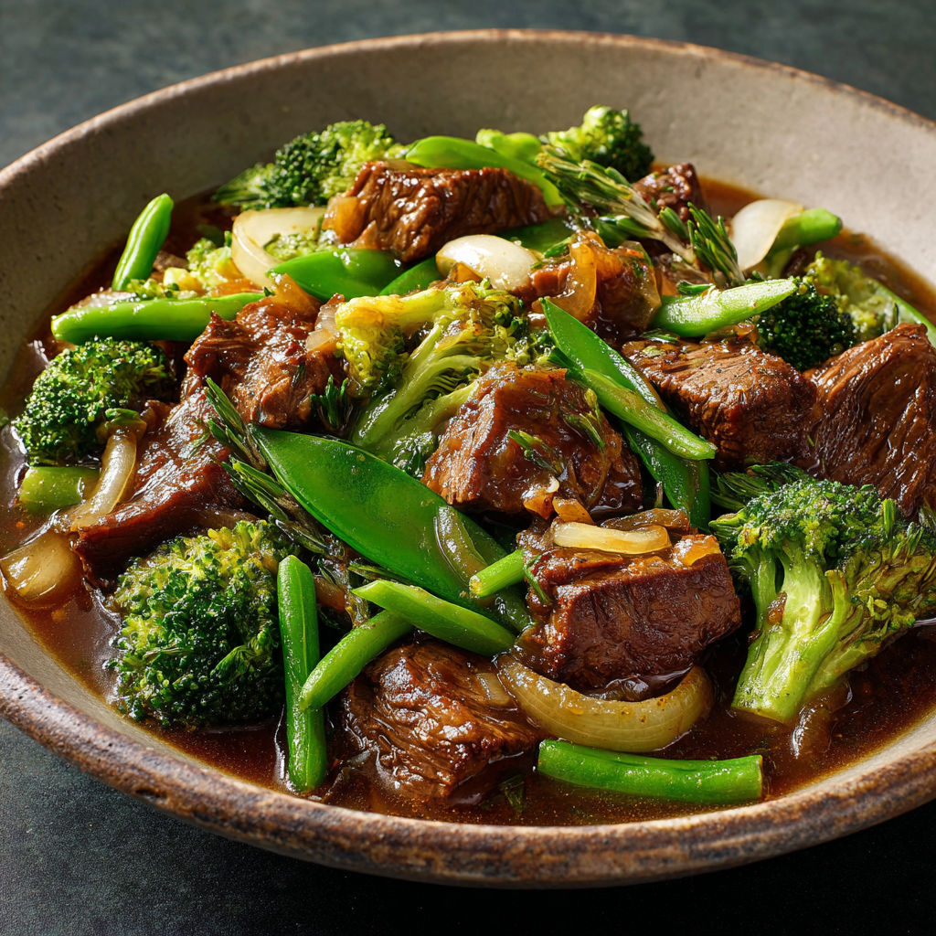 Grand plat de Bœuf Mijoté trop tendre et Légumes Verts tout frais.