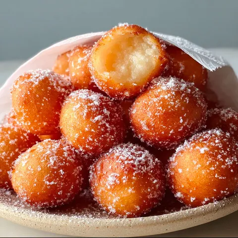 Une pile de beignets doux et dorés au yaourt.