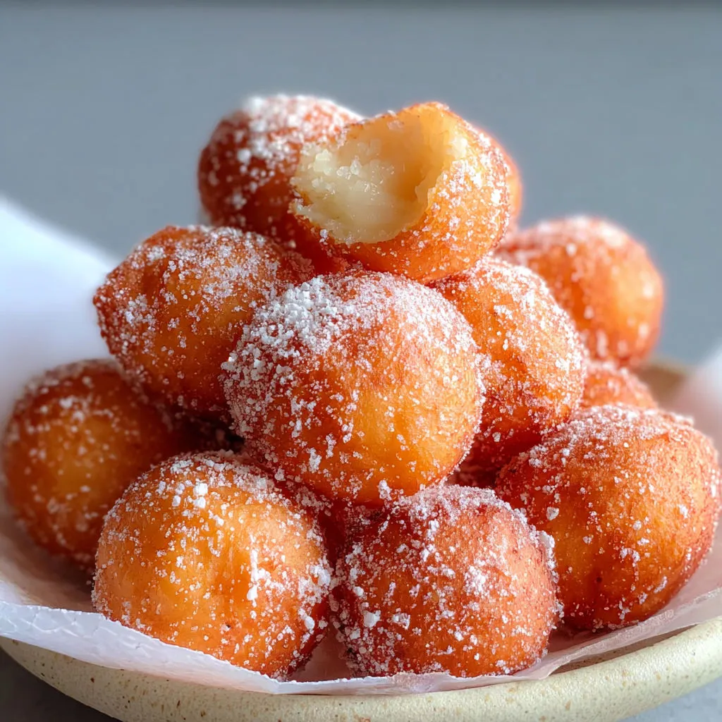 Des beignets au yaourt tout frais empilés, prêts à être croqués.
