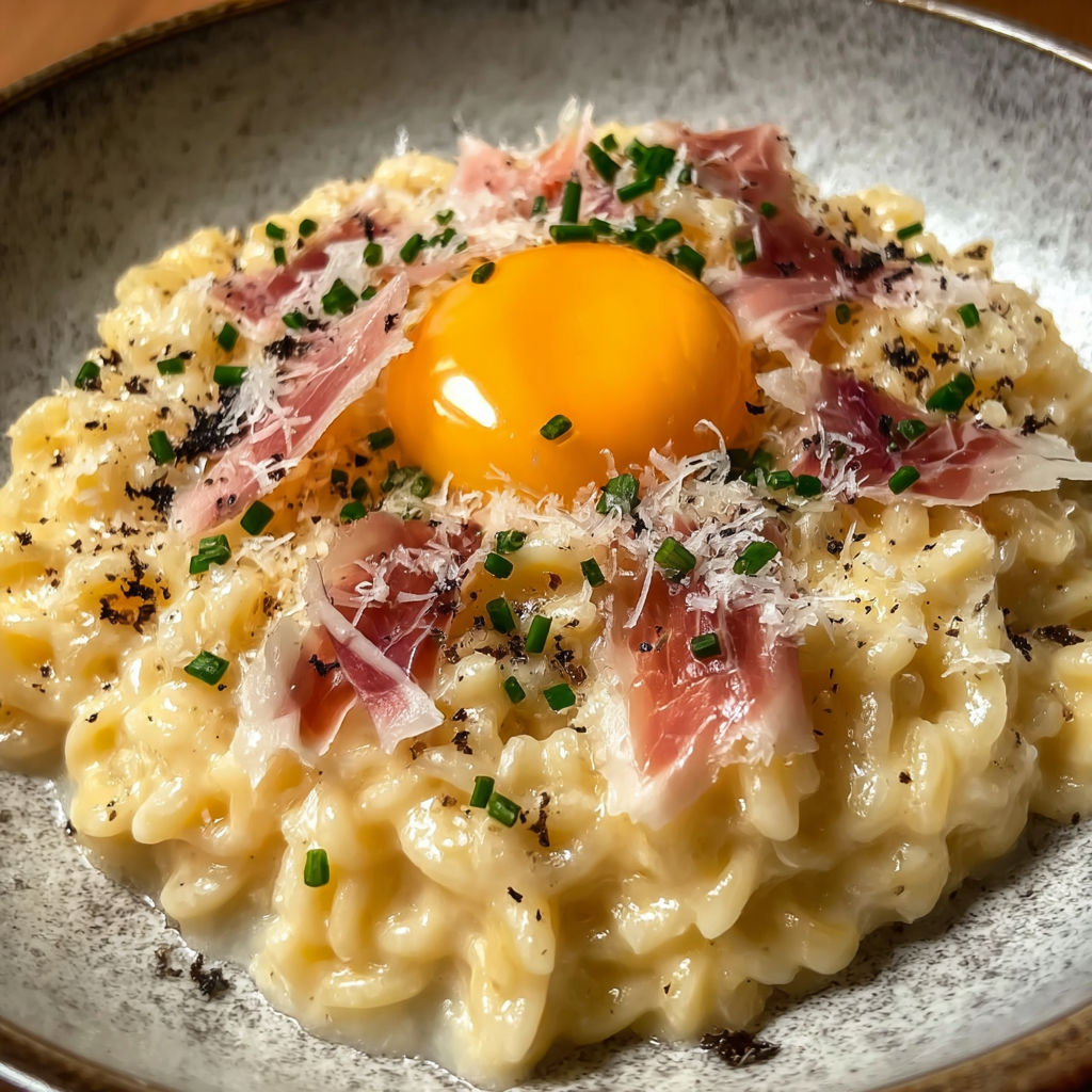 Coquillettes façon risotto crémeux à la truffe.