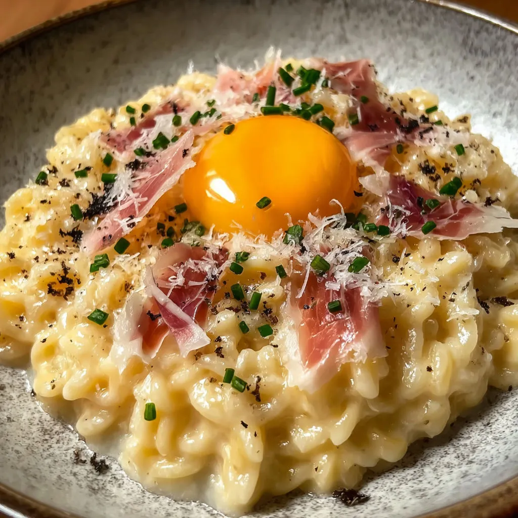 Coquillettes façon risotto crémeux à la truffe.