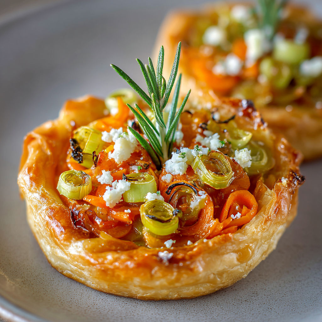 Minis tatins carottes poireaux, ultra gourmandes.