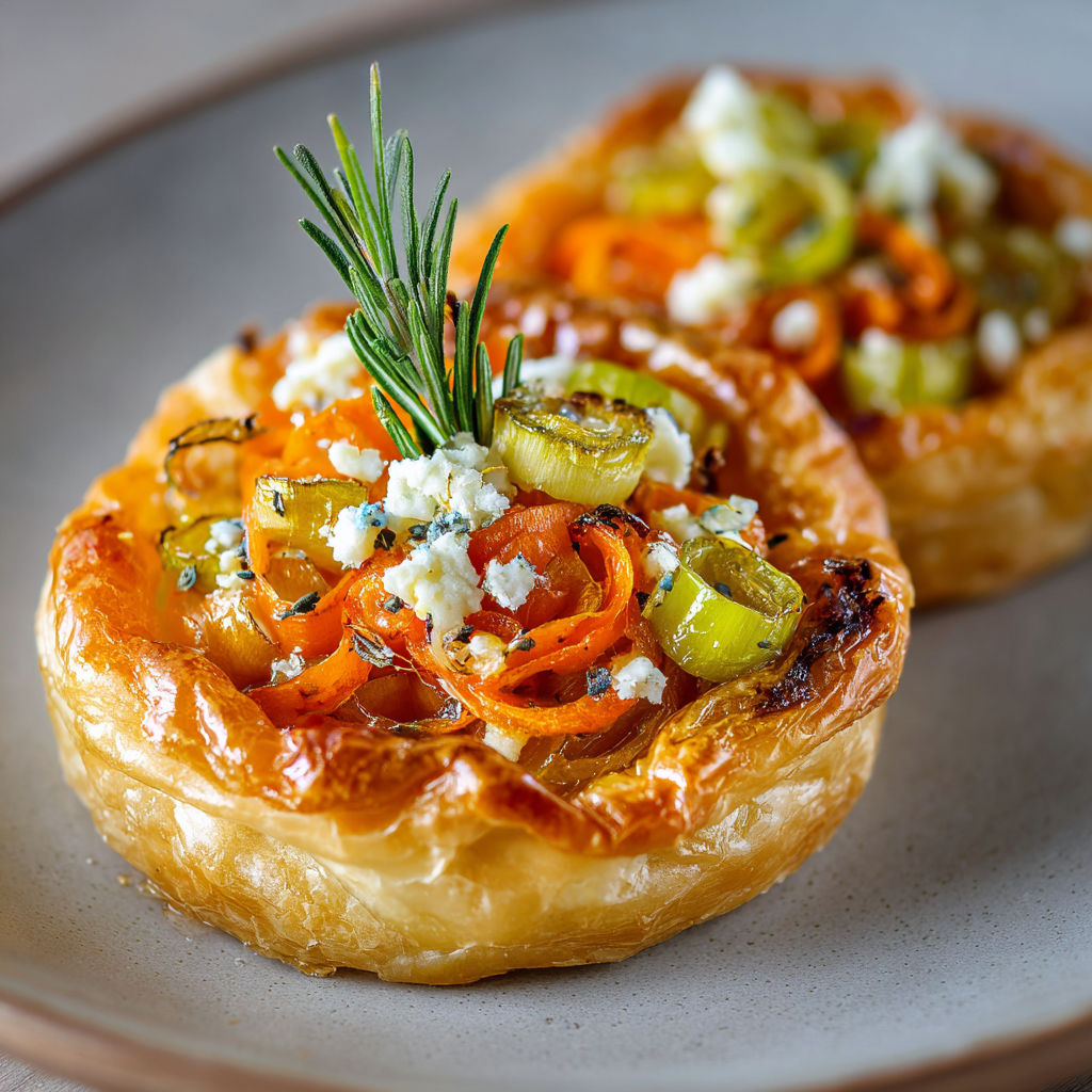 Minis tatins carottes et poireaux.