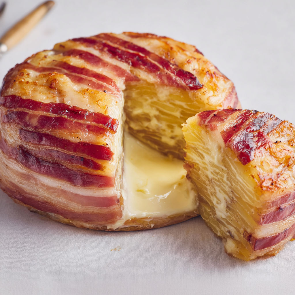 Gâteau de Pommes de Terre au Reblochon, bien fondant.