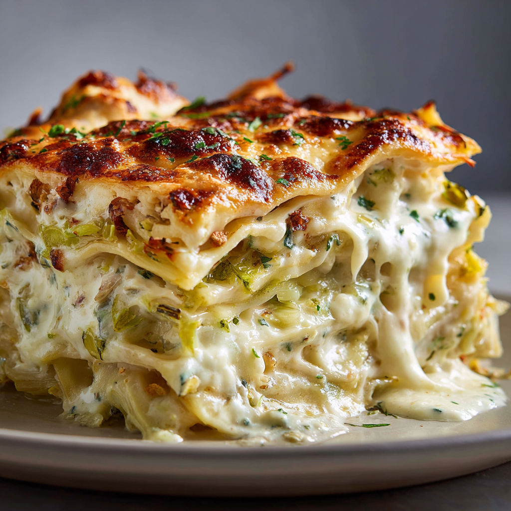 Un plat généreux de gratin poireaux et Boursin.