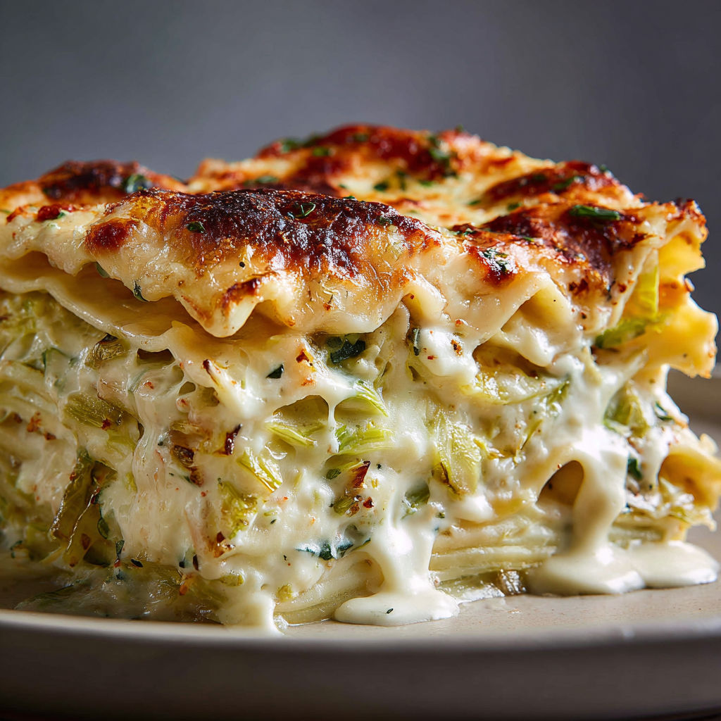 Lasagnes Crémeuses aux Poireaux avec Boursin.