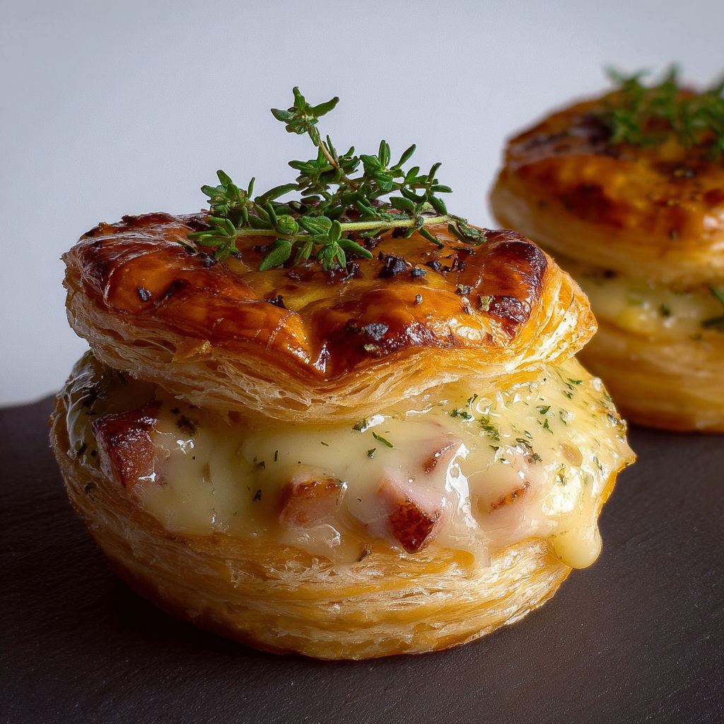 Vol-au-vent fondants lardons et fromage : version montagne hyper savoureuse.