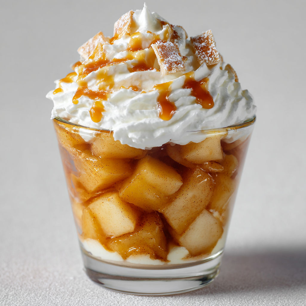 Verrines pommes caramel chantilly dessert chic et hyper gourmand.