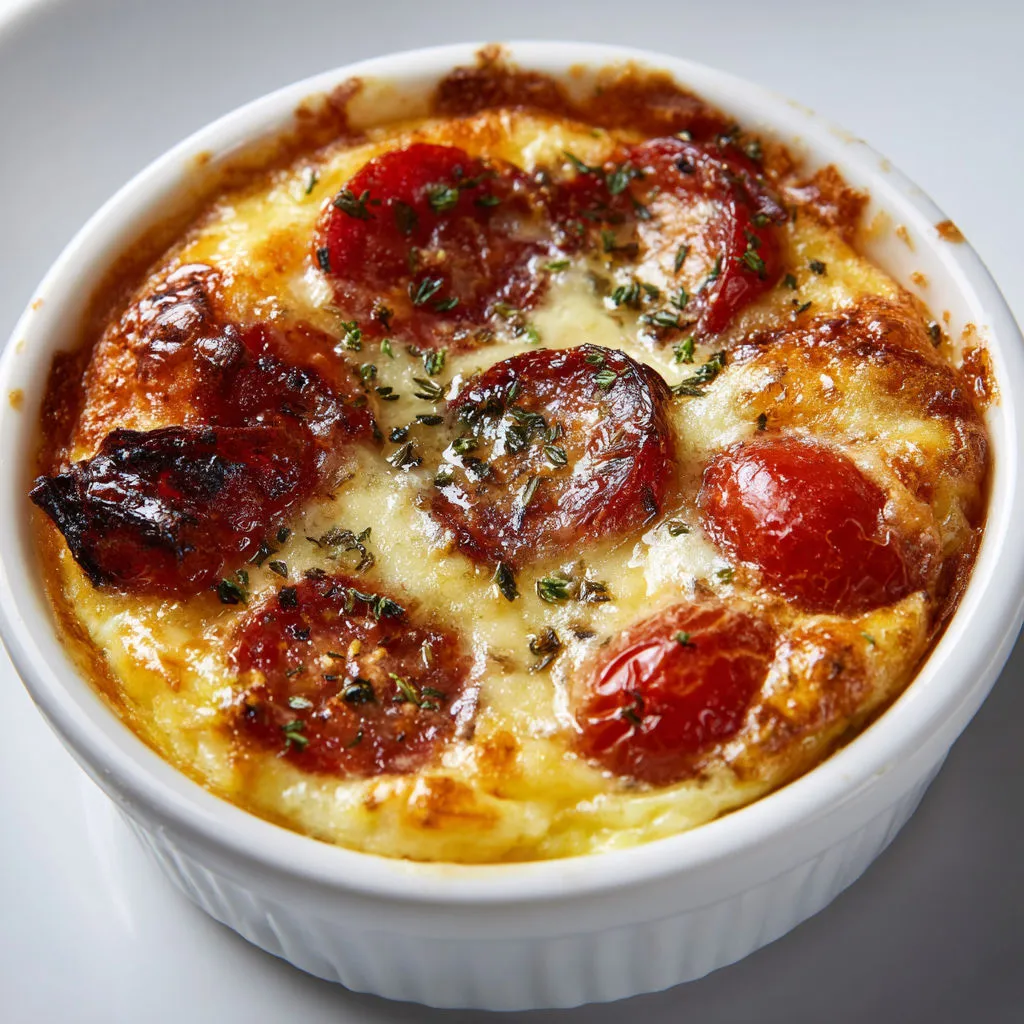 Mini clafoutis hyper gourmands endives caramélisées et chorizo croustillant.