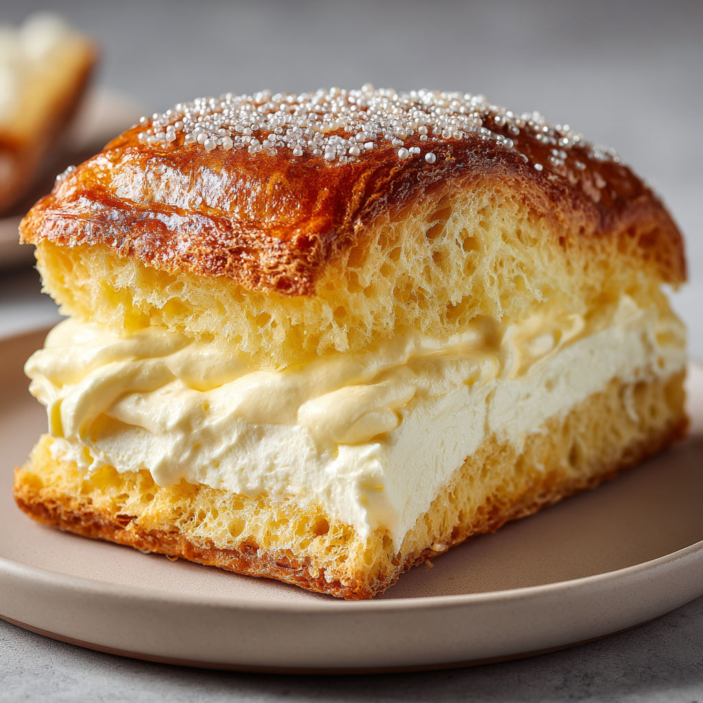 Une tropézienne traditionnelle sur un plateau en pierre.