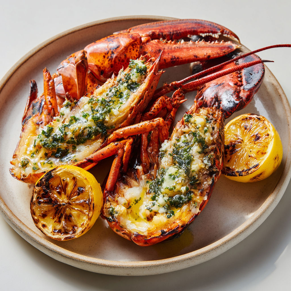 Gros homard bien grillé, nappé de beurre d’algues, pour un vrai festival de saveurs iodées et un moment gourmand qui marque les esprits.