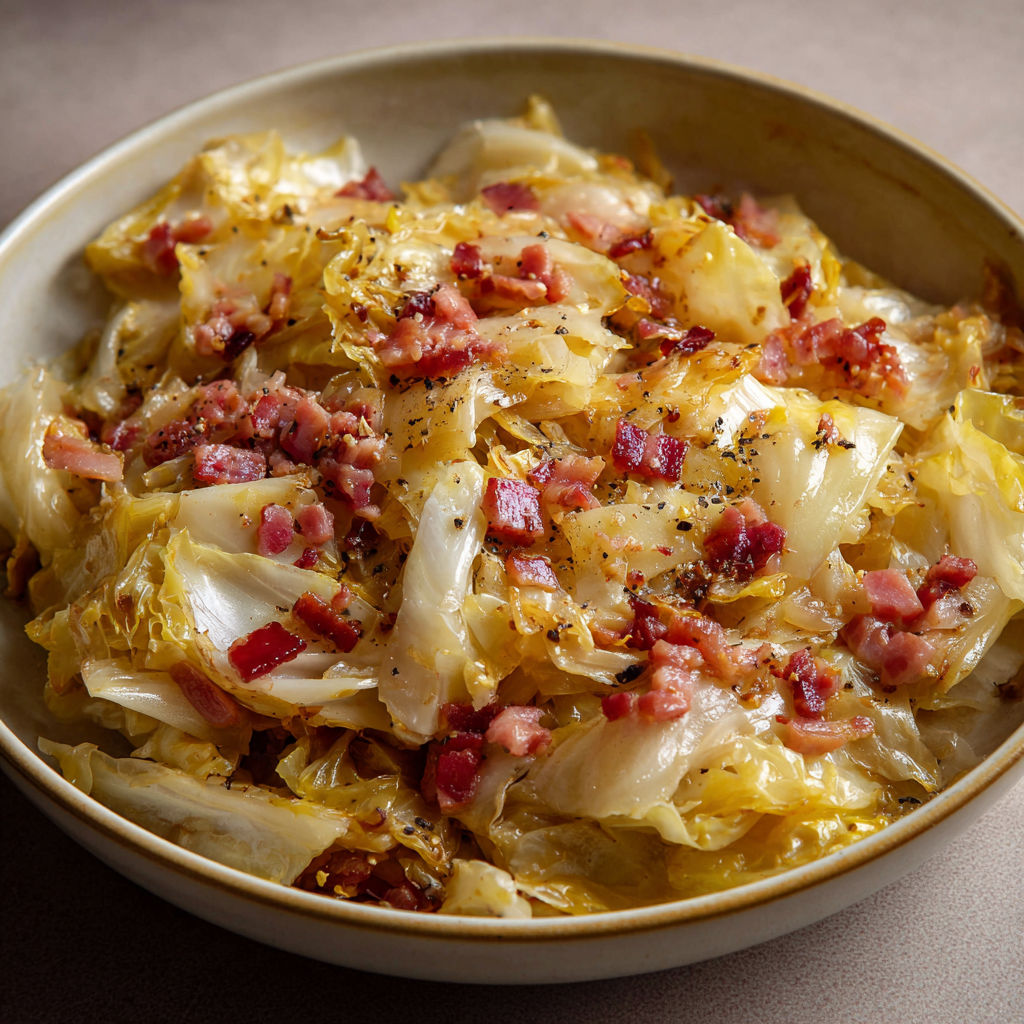Plat d'endives fondantes aux lardons, cuisiné façon crémeuse, bien doré.