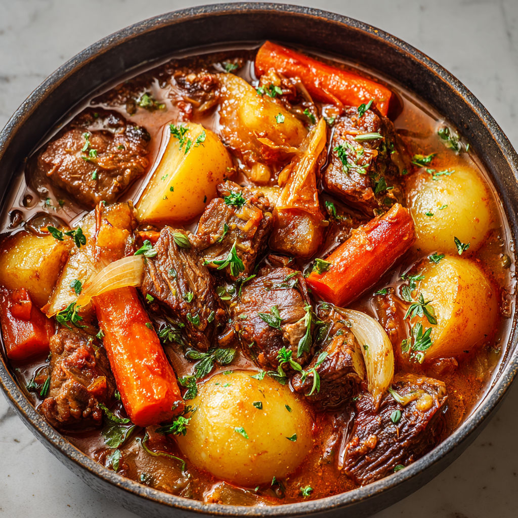 Un délicieux navarin d'agneau cuit avec des légumes dans un Cookeo.