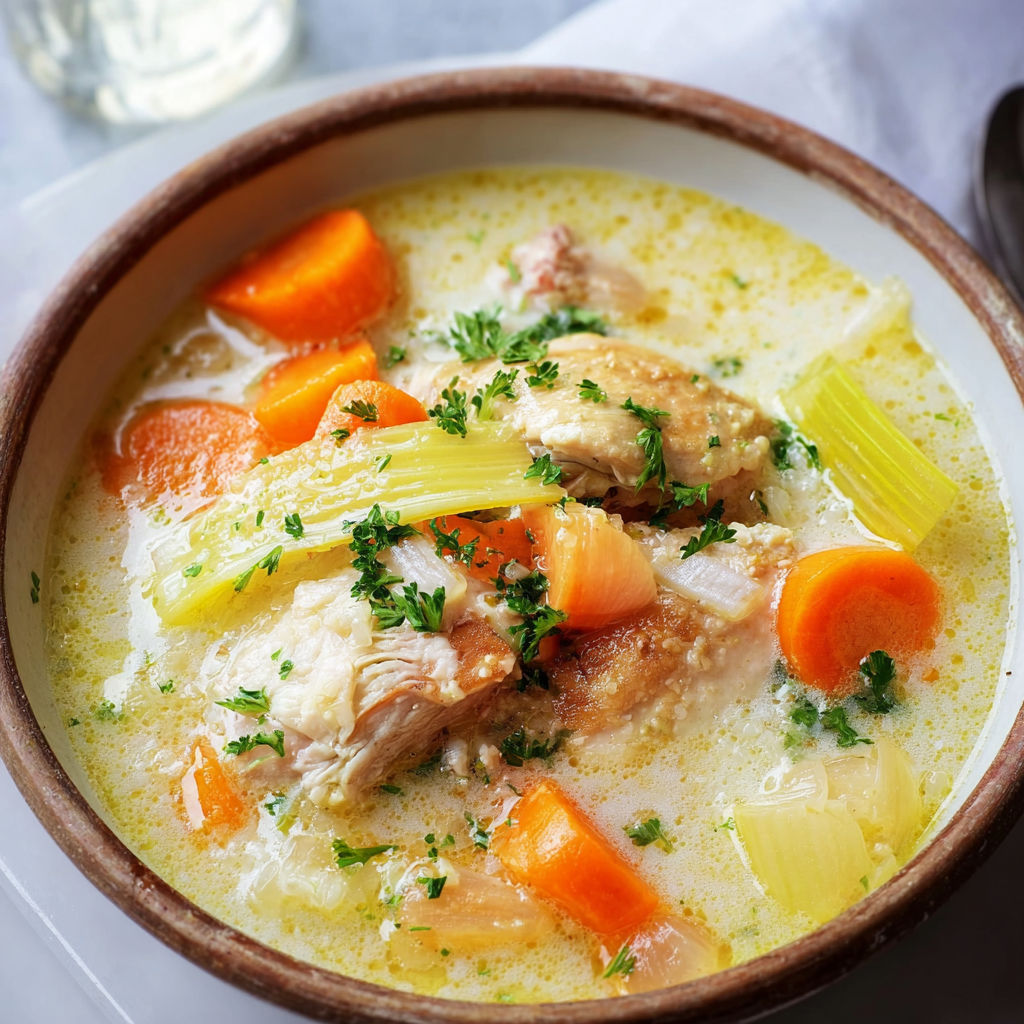 Une cocotte de poulet mijoté aux légumes dont des carottes.